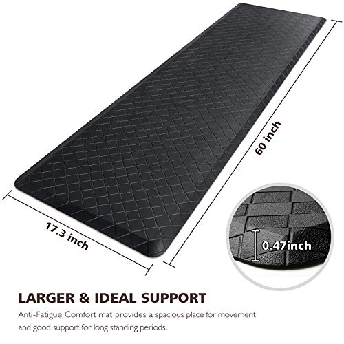 HappyTrends Kitchen Mat Cushioned Anti-Fatigue Floor Mat,17.3"x60",Thick Waterproof Non-Slip Heavy Duty Ergonomic Comfort Rug for Kitchen,Floor,Office,Sink,Laundry,Black - Image 2