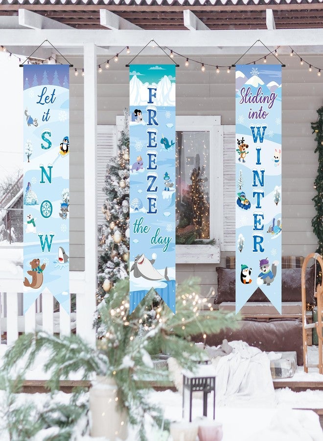 سي واي 2 سايد مجموعة لافتات CY2SIDE الشتوية للحيوانات القطبية، 3 قطع، لتزيين الشرفة، مثالية للفصول الدراسية، ولتعليق لافتات "دعها تثلج" الشتوية على الأبواب، وديكورات داخلية وخارجية للمنزل، ولوازم حفلات الأعياد. - Image 4