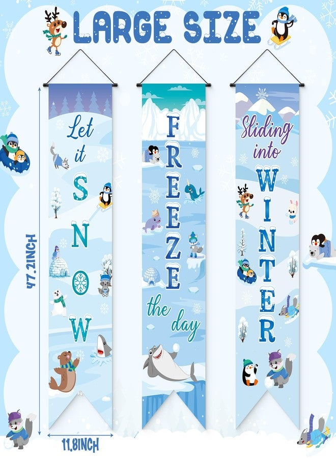 سي واي 2 سايد مجموعة لافتات CY2SIDE الشتوية للحيوانات القطبية، 3 قطع، لتزيين الشرفة، مثالية للفصول الدراسية، ولتعليق لافتات "دعها تثلج" الشتوية على الأبواب، وديكورات داخلية وخارجية للمنزل، ولوازم حفلات الأعياد. - Image 2