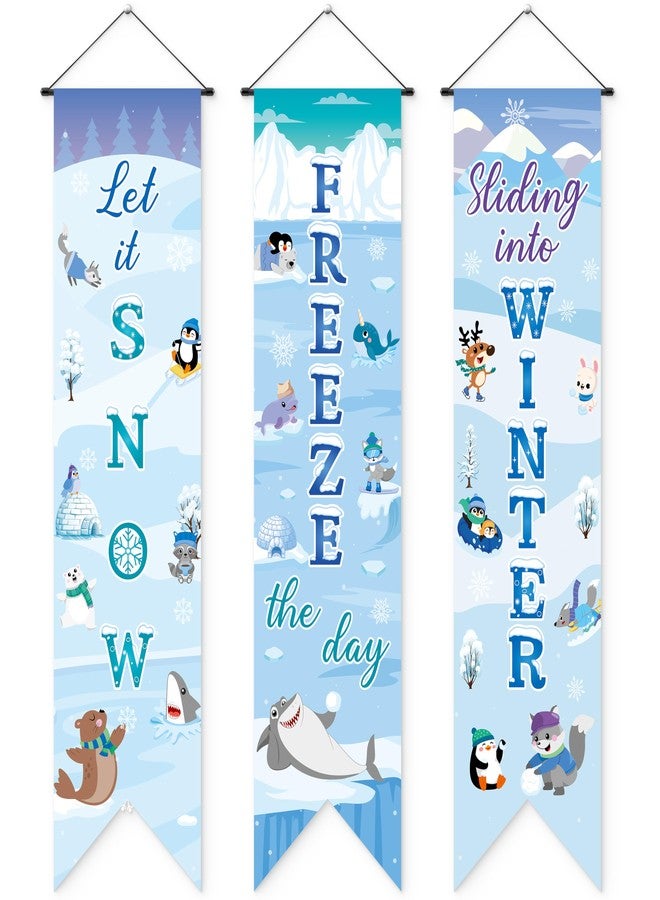 سي واي 2 سايد مجموعة لافتات CY2SIDE الشتوية للحيوانات القطبية، 3 قطع، لتزيين الشرفة، مثالية للفصول الدراسية، ولتعليق لافتات "دعها تثلج" الشتوية على الأبواب، وديكورات داخلية وخارجية للمنزل، ولوازم حفلات الأعياد. - Image 1