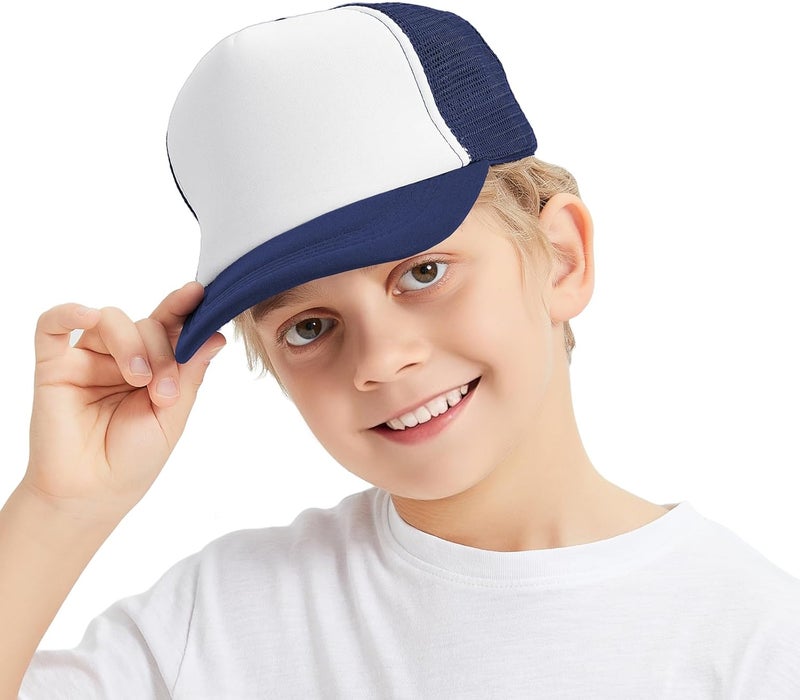 TopTie Kids 5 Panel Trucker Cap Mesh Snapback Hat Foam Front for Boys Girls Aged 3-7 Years Old - Image 1