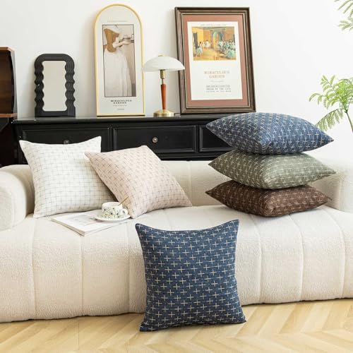 WACOMECO Textured Throw Pillow Covers, Pack of 2 Decorative Burlap Linen Farmhouse Cushion Covers for Couch Sofa Home Decoration, 18x18 inch, Dark Brown - Image 3