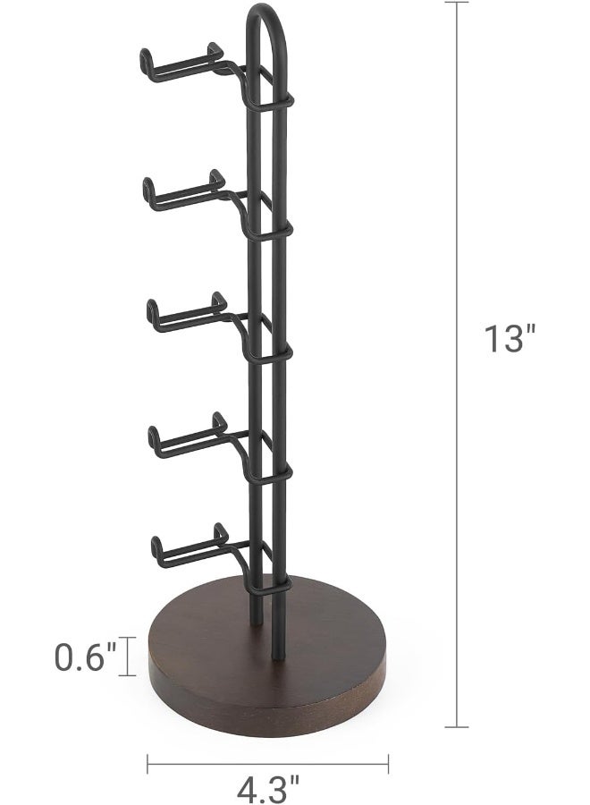 Mkono Sunglasses Organizer Glasses Holder Stand Sunglass Storage Eyeglasses Rack Metal Frame With Wood Base For 5 Pairs Of Eyewear Display For Table Desk Countertop Dresser Bedroom, Set Of 1, Black  - Image 5