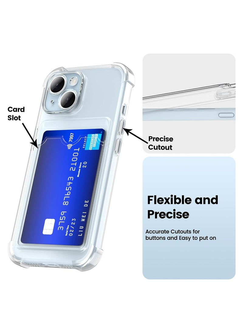 Generic - Soft Meterial Slim Transparent Mobile Phone Case For Apple iPhone 15, Shock Proof Back Cover, Full Body Coverage Lens Protection With Cardholder - Image 1
