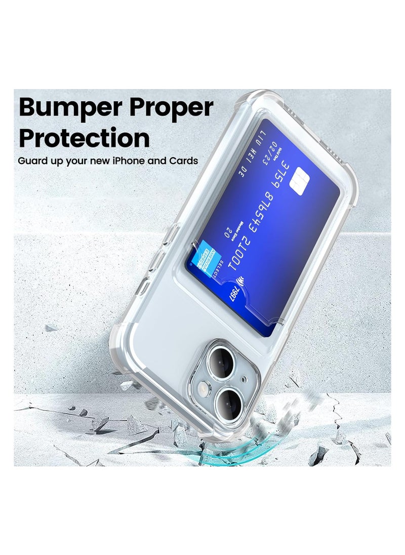 Generic - Soft Meterial Slim Transparent Mobile Phone Case For Apple iPhone 15, Shock Proof Back Cover, Full Body Coverage Lens Protection With Cardholder - Image 1