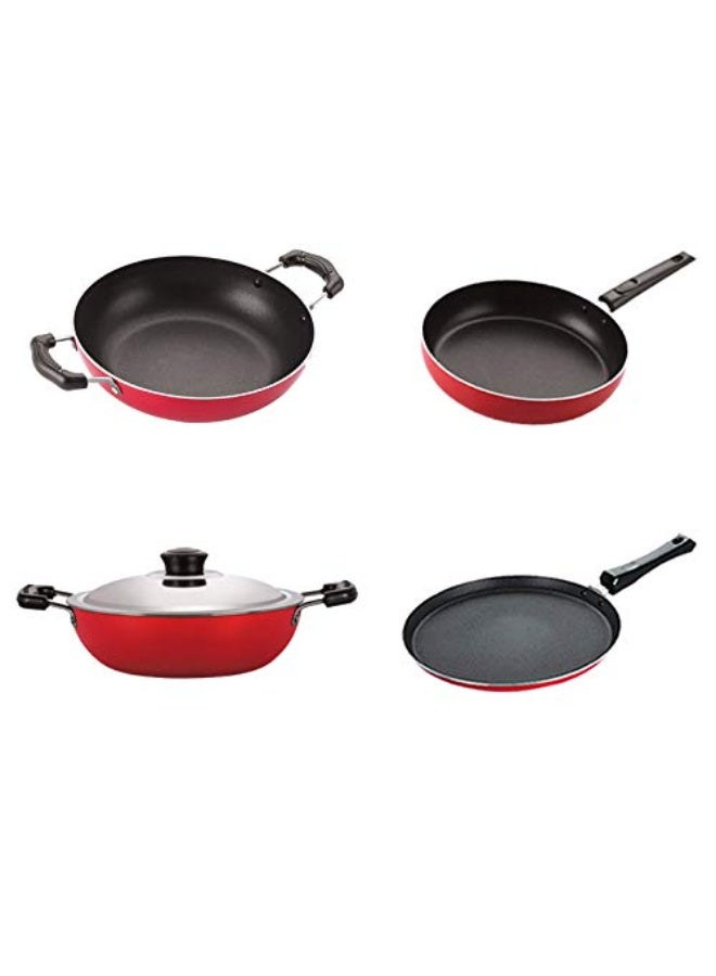 Nirlon Aluminium Non Stick PFOA Free Stain Resistance Non-Induction Pots and Pans set of 4 Pieces - Image 1