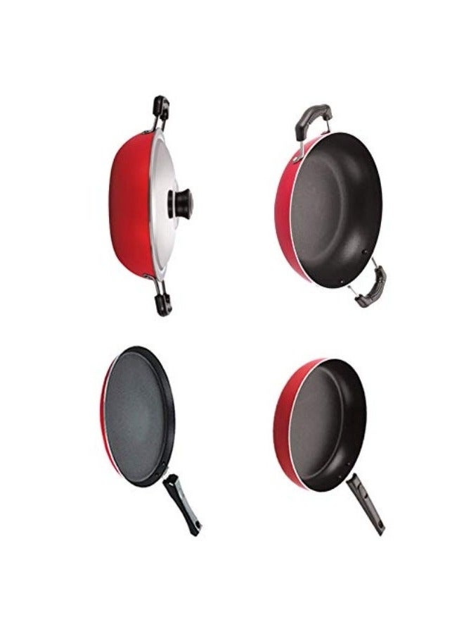 Nirlon Aluminium Non Stick PFOA Free Stain Resistance Non-Induction Pots and Pans set of 4 Pieces - Image 2
