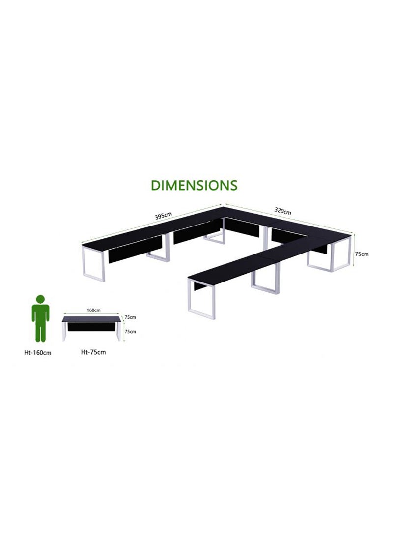 Mahmayi Mahmayi Vorm 136-16 12 Seater Black U-Shaped Conference-Meeting Table  - Image 4