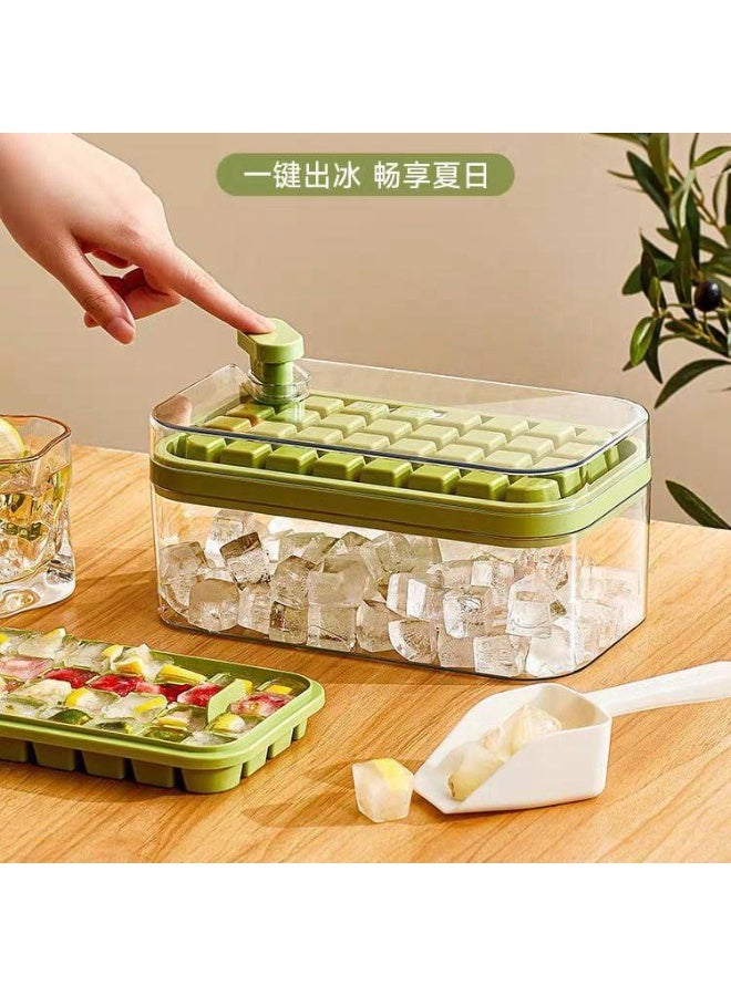 Multi-piece ice cube tray – 64 cube storage set + acrylic dish with lid and practical design with quick one-press emptying. - Image 2