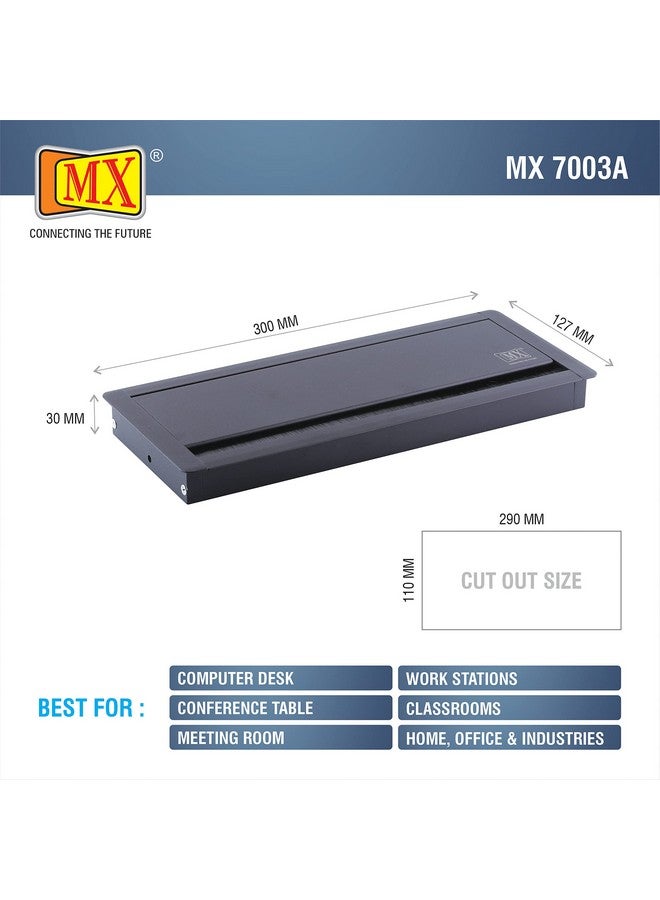 MX غطاء ثقب السلك لطاولة MX، غطاء ثقب الكابل، غطاء ثقب الطاولة الكمبيوتر، غطاء ثقب الكابل للمكتب، غطاء ثقب السلك، إدارة كابل سلك معدني مستطيل (300X127X30 مم) - Image 3