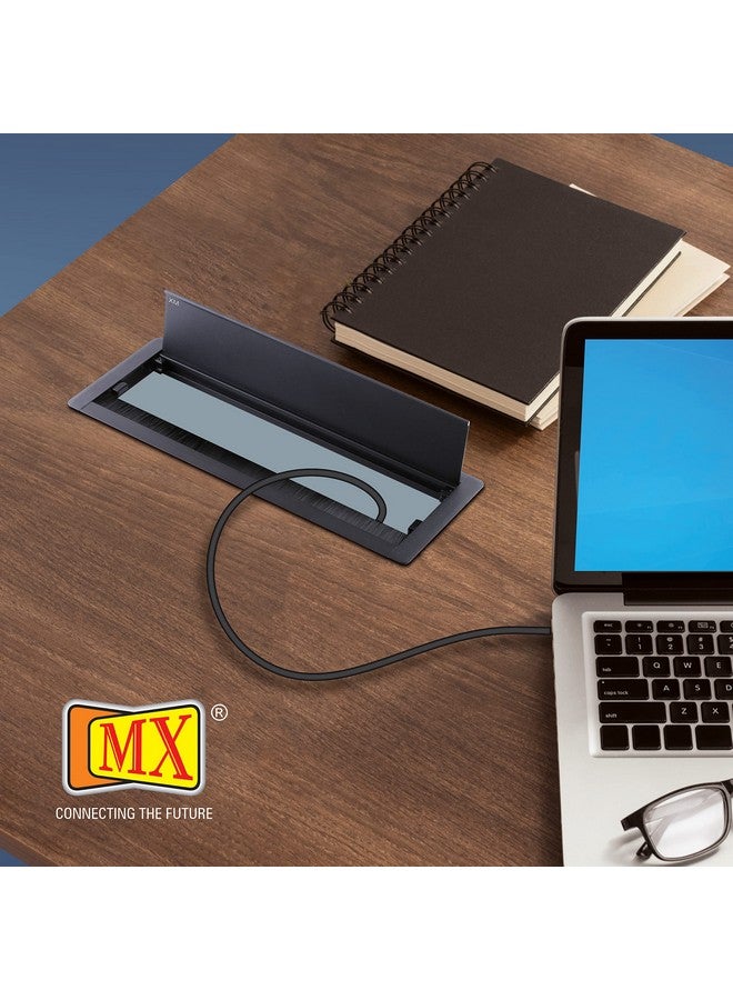 MX غطاء ثقب السلك لطاولة MX، غطاء ثقب الكابل، غطاء ثقب الطاولة الكمبيوتر، غطاء ثقب الكابل للمكتب، غطاء ثقب السلك، إدارة كابل سلك معدني مستطيل (300X127X30 مم) - Image 2