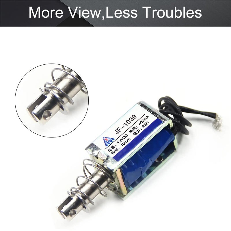 Fielect DC 12V 25N Pull Type Solenoid Electromagnet 10mm Stroke Open Frame Solenoid Electromagnet Linear Motion, JF-1039-12V - Image 4