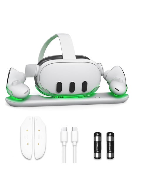VR Charging Station for Oculus/Meta Quest 3, Charging Dock with LED Indicator  Simultaneously Charging Headset and Touch Controller with 2 Rechargeable Battery