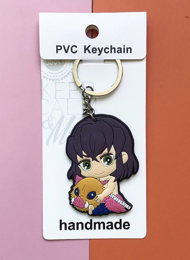 keychain from the anime Demon Slayer Inosuke, made of rubber material