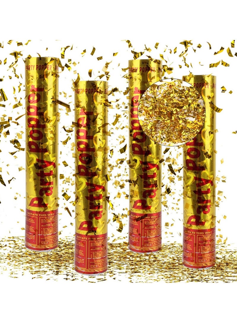 Gold Confetti Cannon for Weddings and Holiday Celebrations - Party Pop - Set of 4 Awesome Cannons!  - Image 1