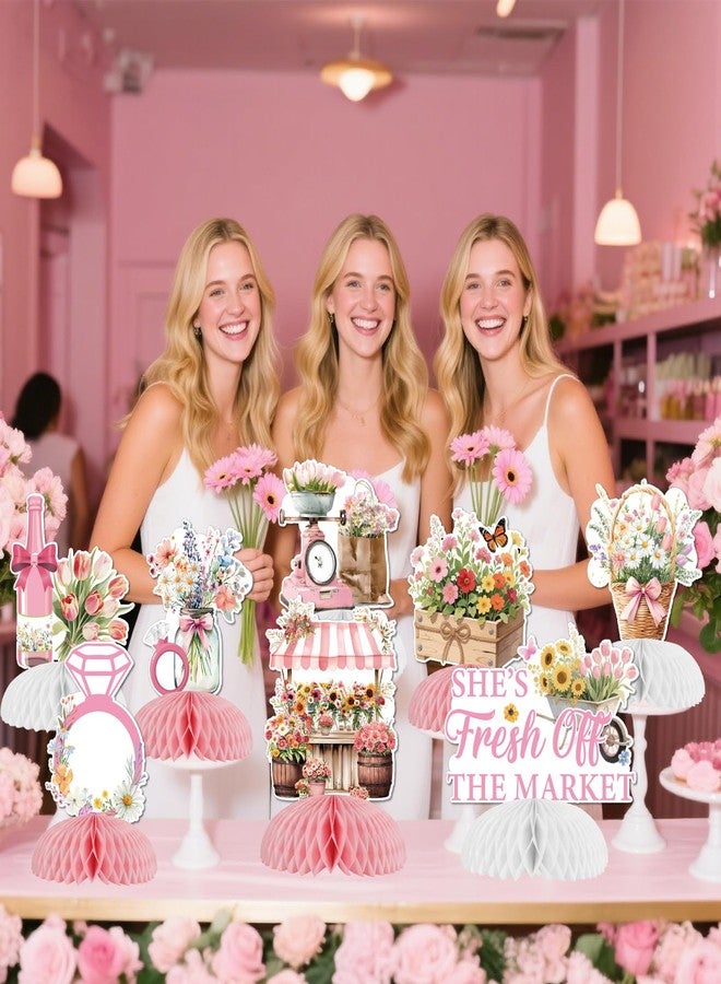 Funmemoir زينة حفلات توديع العزوبية من Funmemoir Floral Farmers Market - 8 قطع من قطع الزينة المركزية على شكل خلية نحل من الزهور البرية لحفلات توديع العزوبية "She's off the Market" و "Fresh off the Market" - Image 3