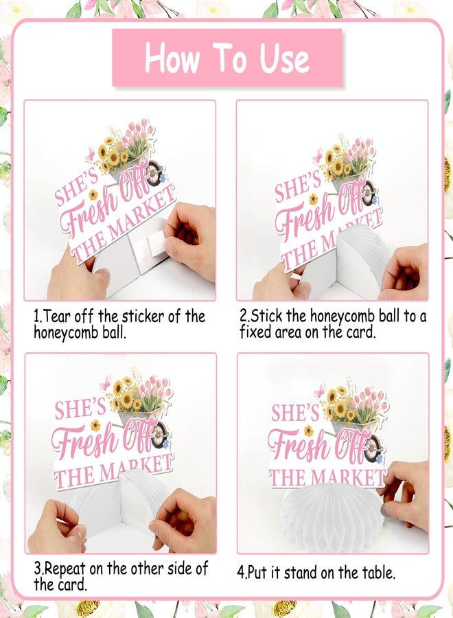 Funmemoir زينة حفلات توديع العزوبية من Funmemoir Floral Farmers Market - 8 قطع من قطع الزينة المركزية على شكل خلية نحل من الزهور البرية لحفلات توديع العزوبية "She's off the Market" و "Fresh off the Market" - Image 5