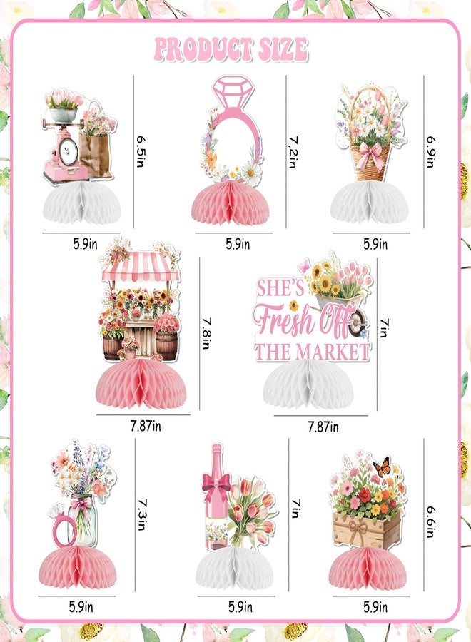 Funmemoir زينة حفلات توديع العزوبية من Funmemoir Floral Farmers Market - 8 قطع من قطع الزينة المركزية على شكل خلية نحل من الزهور البرية لحفلات توديع العزوبية "She's off the Market" و "Fresh off the Market" - Image 4