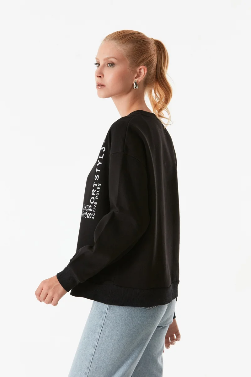 فولامودا Text Printed Crew Neck Sweatshirt