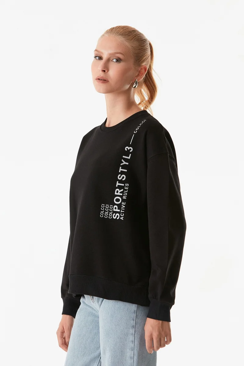 فولامودا Text Printed Crew Neck Sweatshirt