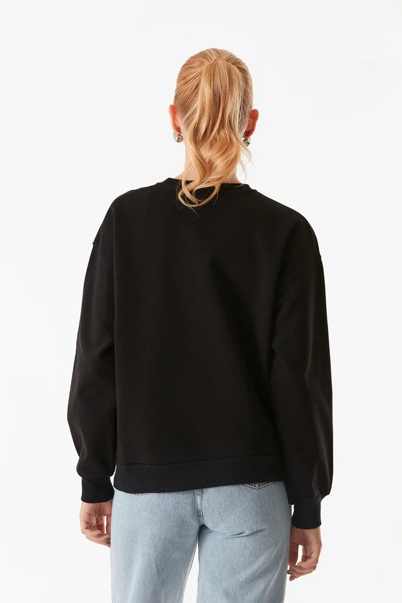 فولامودا Text Printed Crew Neck Sweatshirt