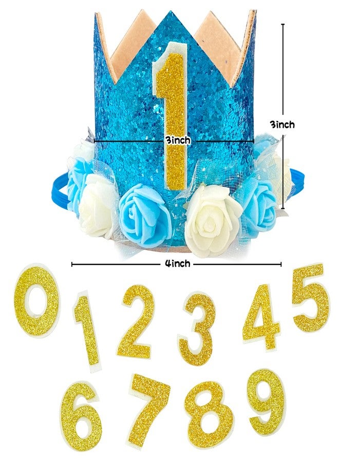 Rimobul Pet Crown Hat Dog Birthday Reusable Birthday Party Crown for Boy Cat Doggie Headband Hats with 0-9 Figures Charms Pet Gift Grooming Accessories with Glue Dots Pack of 1(Blue) - Image 2