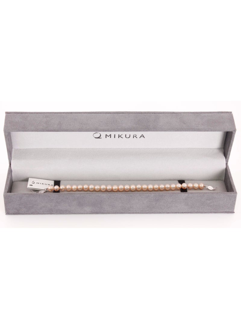 MIKURA Bracelet 1st 19Cms, Freshwater Pearls, A Quality, Natural Mix Color, 6.5-6.0MM, 18KW  - Image 2