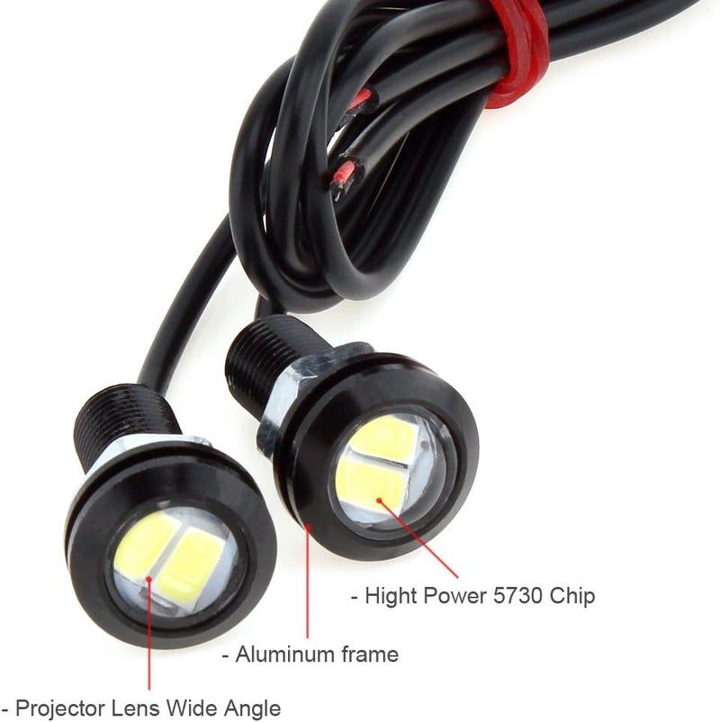 ePathChina Eagle Eye LED Chip Car Fog White Light DRL Bulb 9W 18MM 5730 Reverse Backup Parking Signal 10pcs 6000K - Image 3