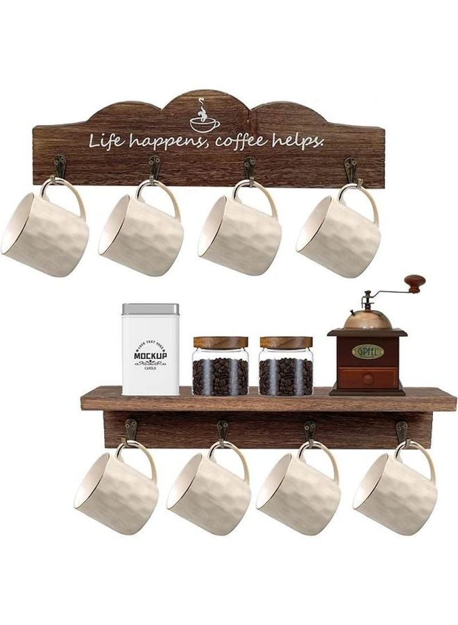Brown Mug Organizer 2pcs Coffee Cup Holder for Kitchen Office Display - Image 1