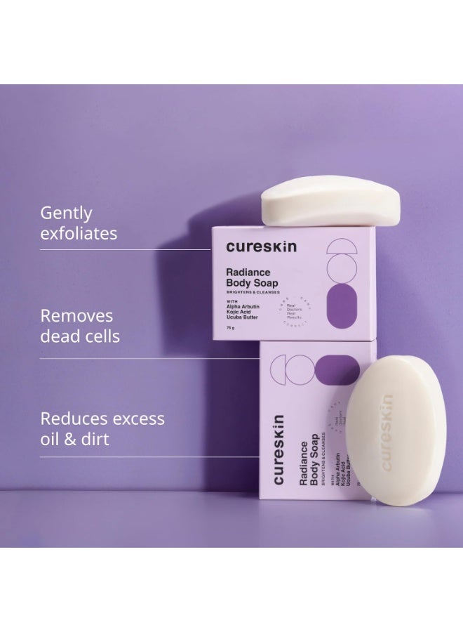 Cureskin Radiance Body Soap | For Pigmentation & Sun Damage with Alpha Arbutin, Kojic Acid and Ucuba Butter | Soap Tan Removal, 75 g (Pack of 3) - Image 4