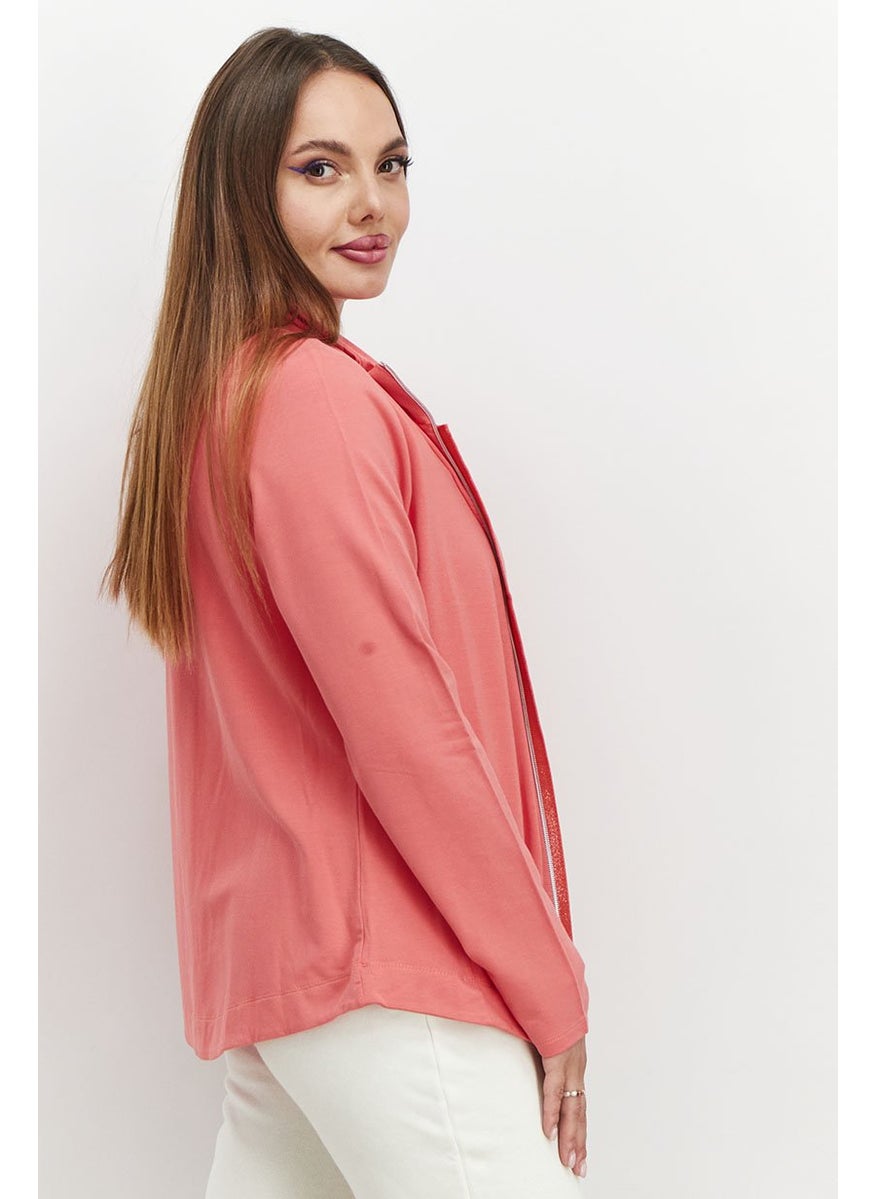 Champion Women Full Zip Long Sleeve Textured Jacket, Coral  - Image 4