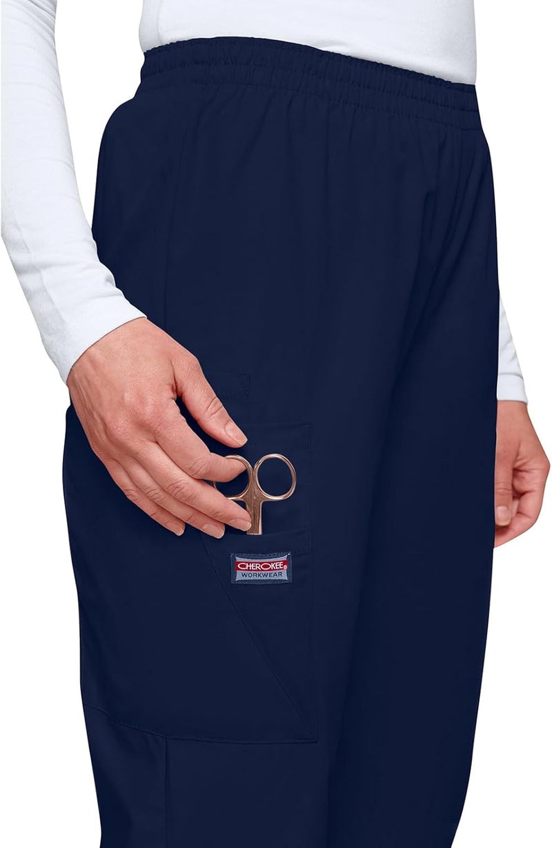 Cherokee Women's Workwear Scrubs Pull-On Cargo Pant in Navy - Medium-Petite - Image 5