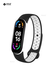 INEIX Soft Silicone Replacement Strap Nike Series For Xiaomi Mi Band 6 - Black/White  - Image 2