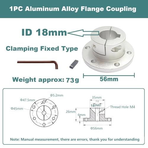 MiJunHD Aluminum Alloy Flange Coupling 18 mm Inner Dia with Locking Key Slot Clamping Fixed Type Flange Shaft Coupler for DIY RC Robot Car Model Connecting Motor and Wheel 1Piece - Image 5