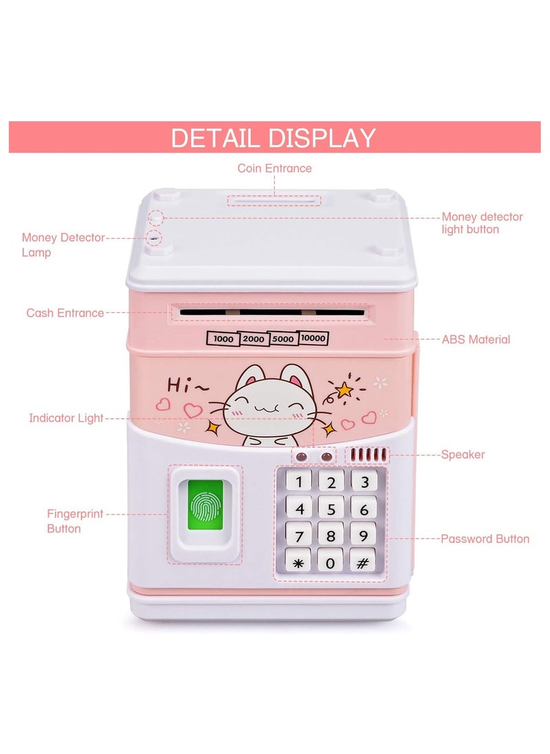 Generic Electronic Cat Piggy Bank for Kids Cash Cartoon ATM Money Saver Bank for Kids with Password,Fingerprint & Music Great Gift Toy for Kids Children (Pink-cat)  - Image 3