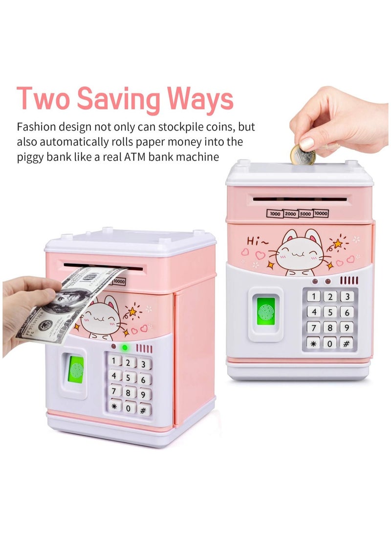 Generic Electronic Cat Piggy Bank for Kids Cash Cartoon ATM Money Saver Bank for Kids with Password,Fingerprint & Music Great Gift Toy for Kids Children (Pink-cat)  - Image 4