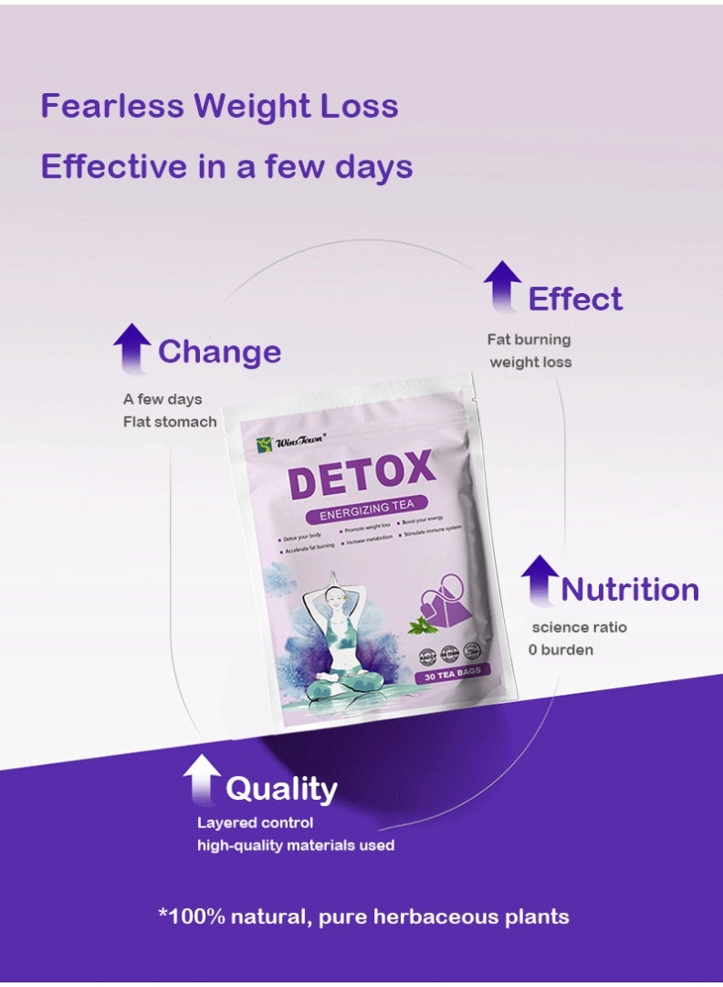 Wins Town 2-PACKS Detox Energizing Tea: Detoxifies, Aids Weight Loss, and Boosts Metabolism 30 bags.*2 - Image 3