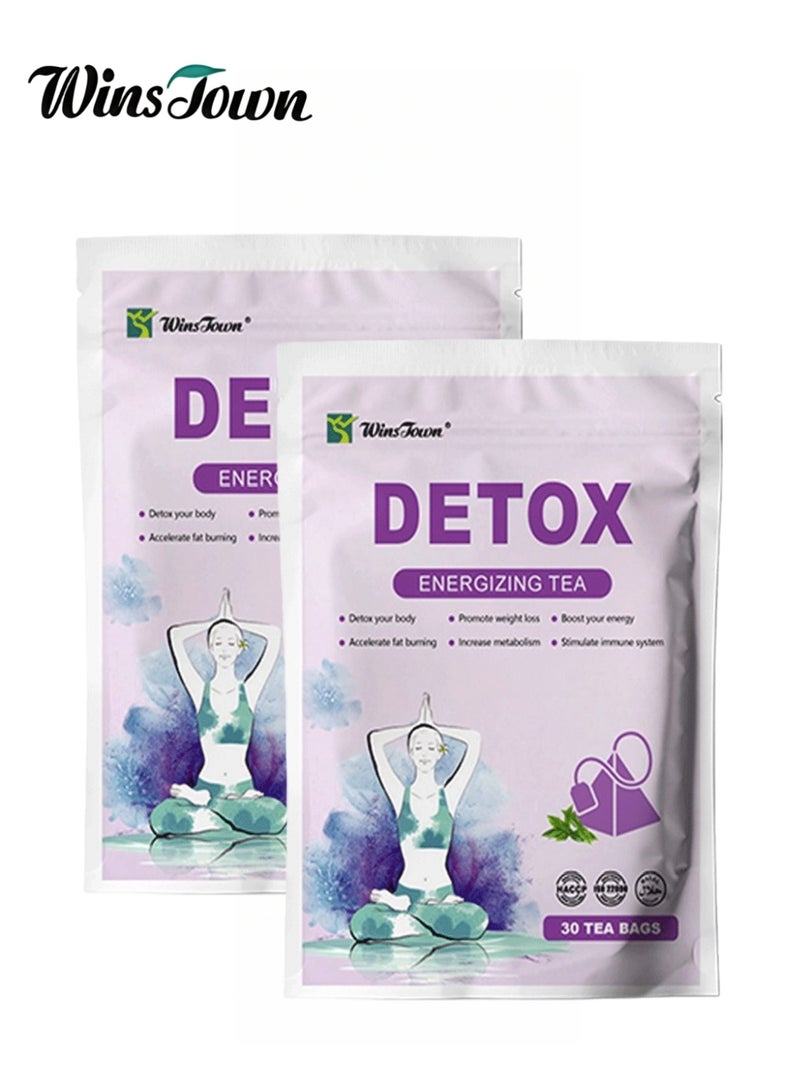 Wins Town 2-PACKS Detox Energizing Tea: Detoxifies, Aids Weight Loss, and Boosts Metabolism 30 bags.*2 - Image 1