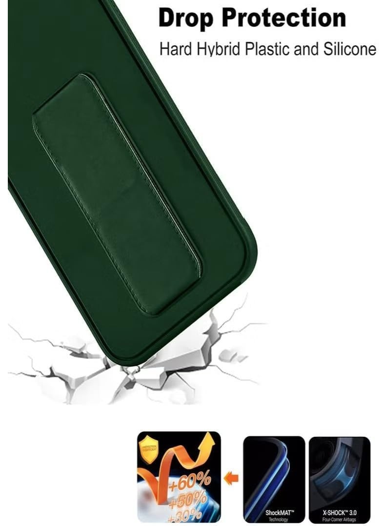 Muzz غطاء واقي لهاتف Honor X9C مع حامل مغناطيسي للسيارة، غطاء سيليكون ناعم مع قاعدة أفقية ورأسية، حزام للمعصم، حماية كاملة، غطاء مضاد لبصمات الأصابع، لون أخضر - Image 2