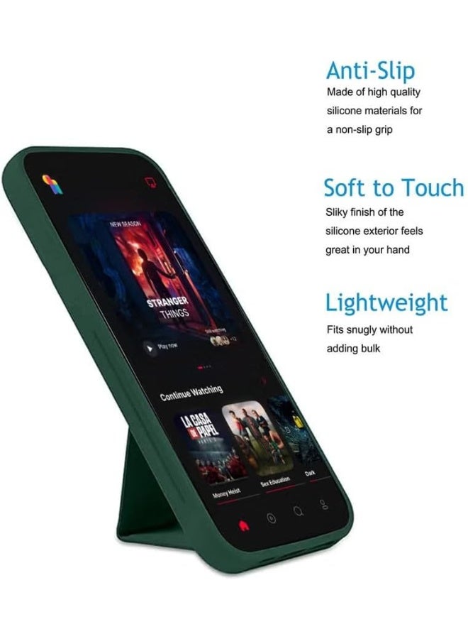 Muzz غطاء واقي لهاتف Honor X9C مع حامل مغناطيسي للسيارة، غطاء سيليكون ناعم مع قاعدة أفقية ورأسية، حزام للمعصم، حماية كاملة، غطاء مضاد لبصمات الأصابع، لون أخضر - Image 5