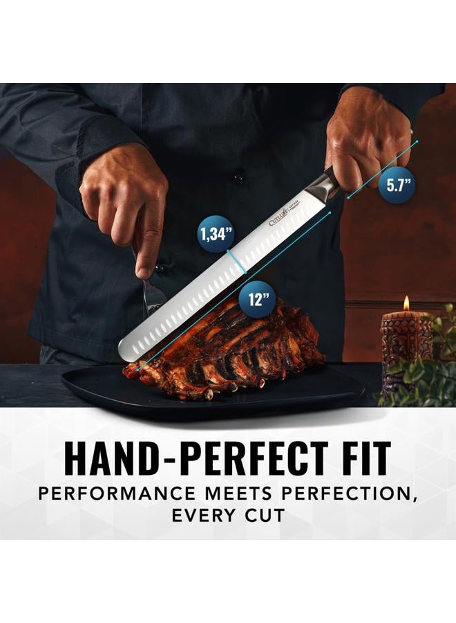 Cutluxe Slicing Carving Knife – 12" Brisket Knife, Meat Cutting and BBQ Knife – Razor Sharp German Steel – Full Tang & Ergonomic Handle Design – Artisan Series - Image 5