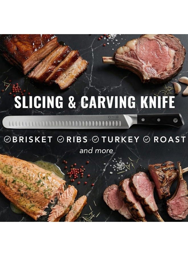 Cutluxe Slicing Carving Knife – 12" Brisket Knife, Meat Cutting and BBQ Knife – Razor Sharp German Steel – Full Tang & Ergonomic Handle Design – Artisan Series - Image 4