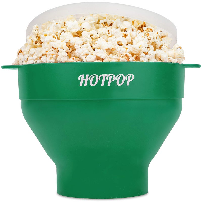 The Original Hotpop Microwave Popcorn Popper Silicone Popcorn Maker Collapsible Bowl BPAFree and Dishwasher Safe 20 Colors Available Olive Green