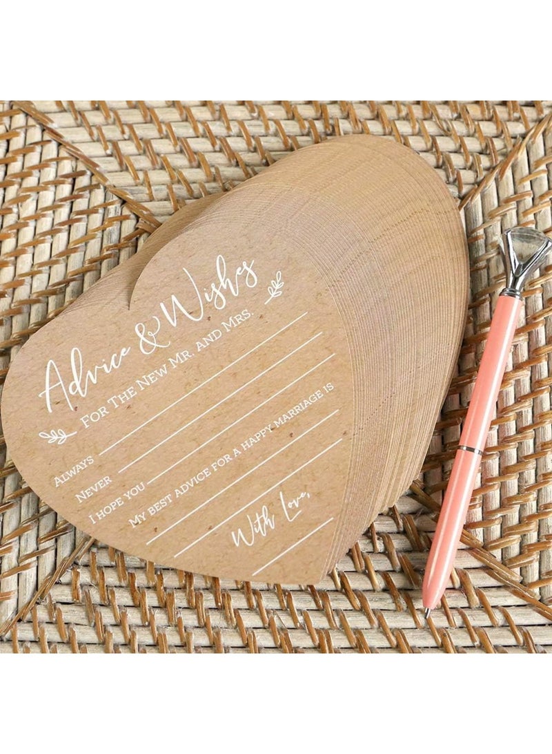 SOLARAE Wedding Advice And Wishes For The Mr And Mrs - Heart Shaped Cards (Set of 50) Rustic Kraft Paper - Image 5