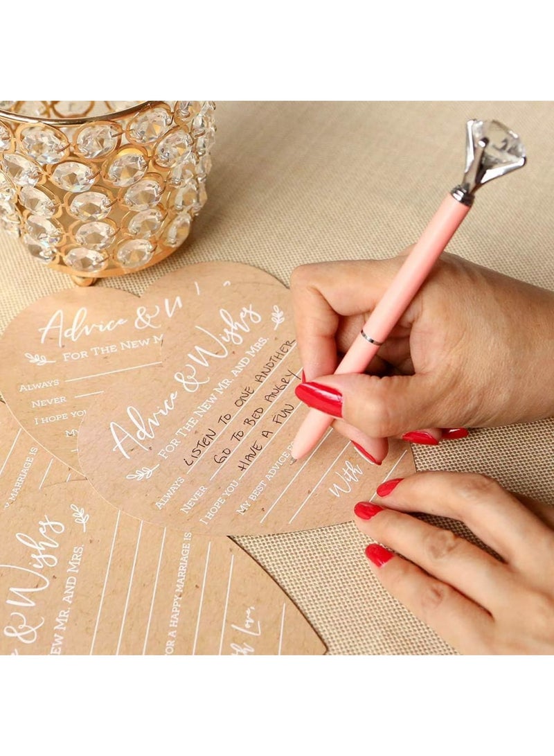 SOLARAE Wedding Advice And Wishes For The Mr And Mrs - Heart Shaped Cards (Set of 50) Rustic Kraft Paper - Image 2