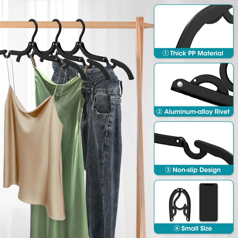 Besslly 40 Pcs Travel Hangers Portable Foldable Travel Hanger Organizer, Plastic Cruise Essentials Clothes Drying Rack Folding Hangers for Camping Flying RV Europe Vacation Essentials Suitcasee, Black - Image 4