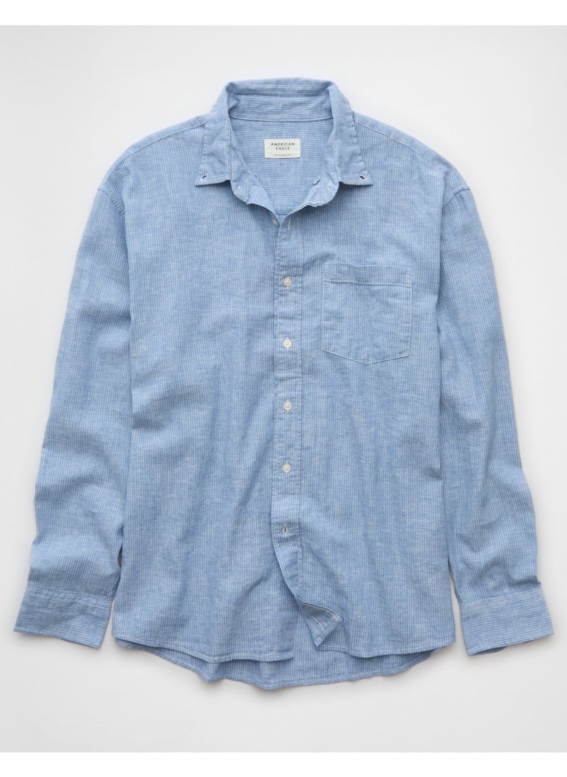 American Eagle - AE Everyday Relaxed Linen-Blend Button-Up Shirt - Image 1