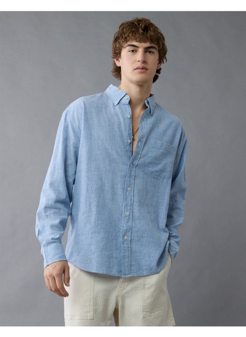 AE Everyday Relaxed Linen-Blend Button-Up Shirt