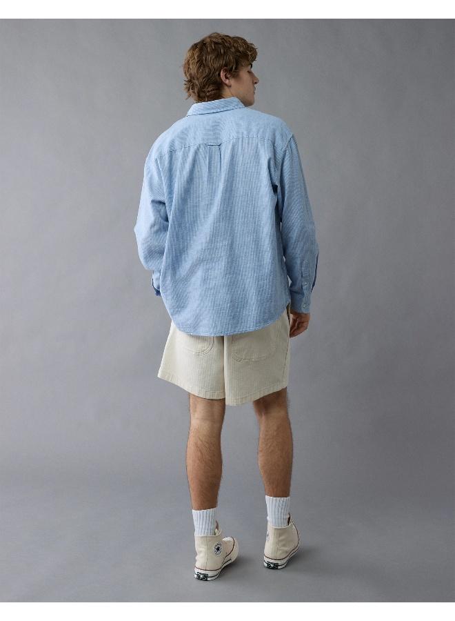 American Eagle AE Everyday Relaxed Linen-Blend Button-Up Shirt  - Image 4