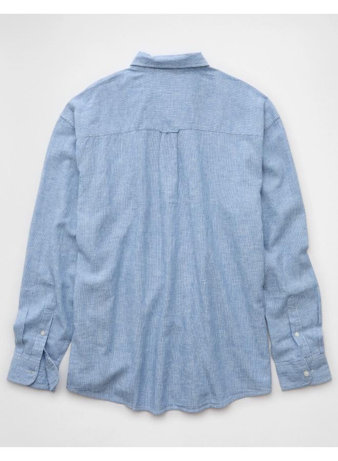 American Eagle AE Everyday Relaxed Linen-Blend Button-Up Shirt  - Image 2
